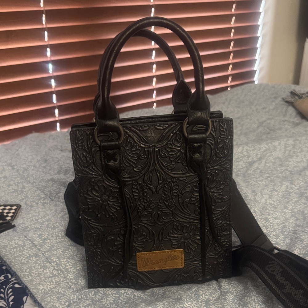 Wrangler Floral Embossed Black Mini Bag